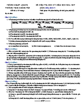 Đề kiểm tra học kỳ I năm học 2016  2017 môn Hóa học 9 - Trường THCS Không Tên